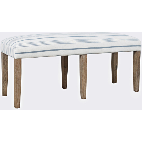 Eastern Tides 46" Dining Bench in Off White & Blue Fabric